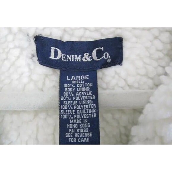 SALE!! Denim & Co Navy Blue Sherpa Lined Corduroy Button Front Jacket Large - Picture 6 of 8